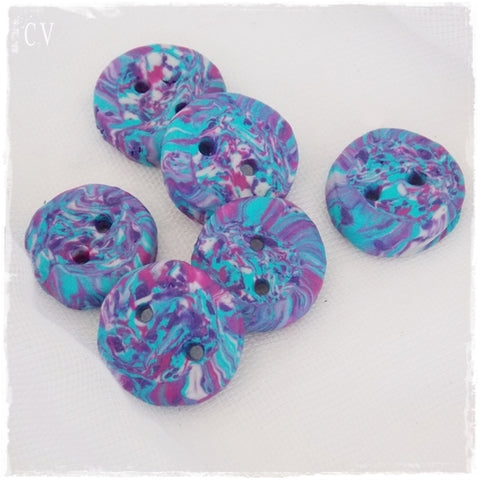 Tiny Multicolor Polymer Clay Buttons