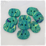 Oval Teal Striped Buttons