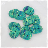 Small Striped Polymer Clay Buttons in Teal
