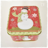 Snowman Red Apple-Cinnamon Tin Box Candle