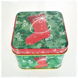 Red Stocking Apple-Cinnamon Christmas Tin Box Candle