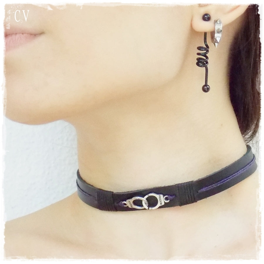 Bondage Black Leather Choker Collar