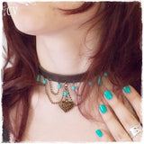 Brass Heart Leather Day Collar