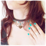 Filigree Heart Brown Leather Choker