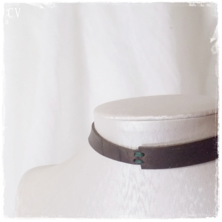Brown Leather Choker Collar