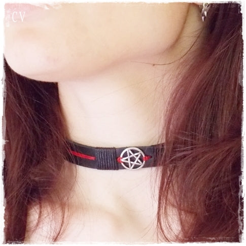 Pentagram Leather Day Collar