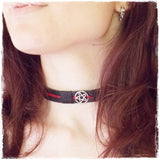 Pentacle Leather Wiccan Choker