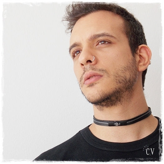 Yin Yang Leather Collar Choker