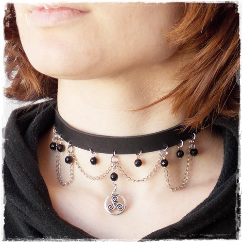 Triskelion Leather Choker