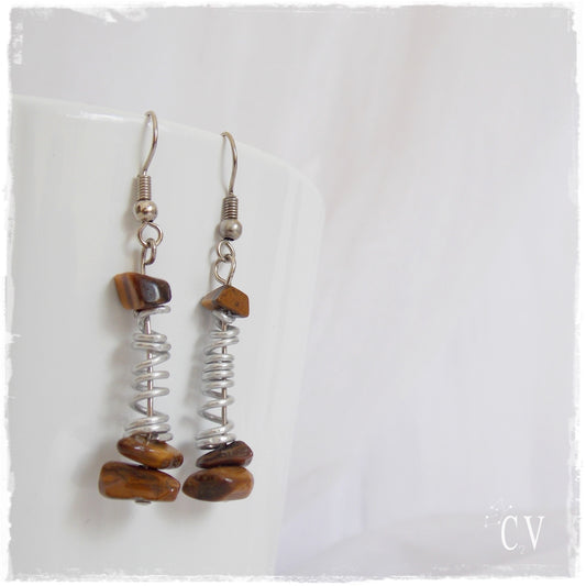 Tiger's Eye Dangle Earrings