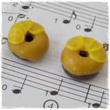 Donut Polymer Clay Earrings With Mustard Yellow Glaze