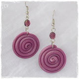 Purple Polymer Clay Spiral Earrings