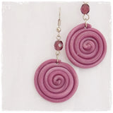 Round Spiral Long Polymer Clay Earrings