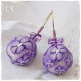 Floral Polymer Clay Ball Earrings