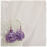 Purple Polymer Clay Millefiori Ball Earrings