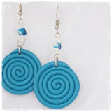 Pastel Blue Spiral Earrings