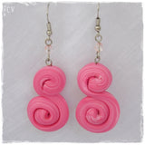 Long Pink Geometric Earrings Made Of Polymer Clay