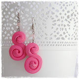 Spiral Pink Polymer Clay Earrings
