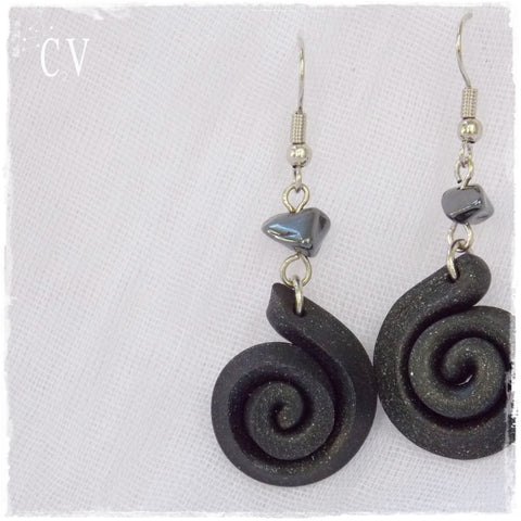 Hematite Polymer Clay Earrings