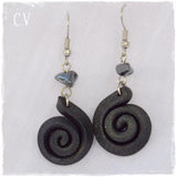 Black Gothic Polymer Clay Swirl Earrings