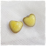 Pastel Yellow Tiny Heart Stud Earrings
