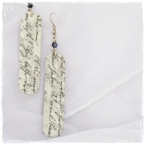 Long Calligraphy Leather Earrings