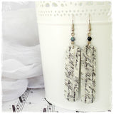Long Gothic Leather Earrings With Victorian Calligraphy Script