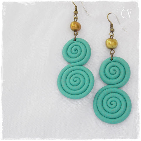 Seafoam Swirl Clay Earrings