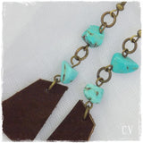 Turquoise Tribal Leather Earrings