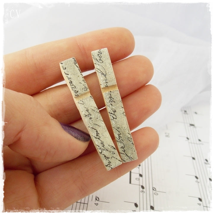 Calligraphy Wooden Post Earrings