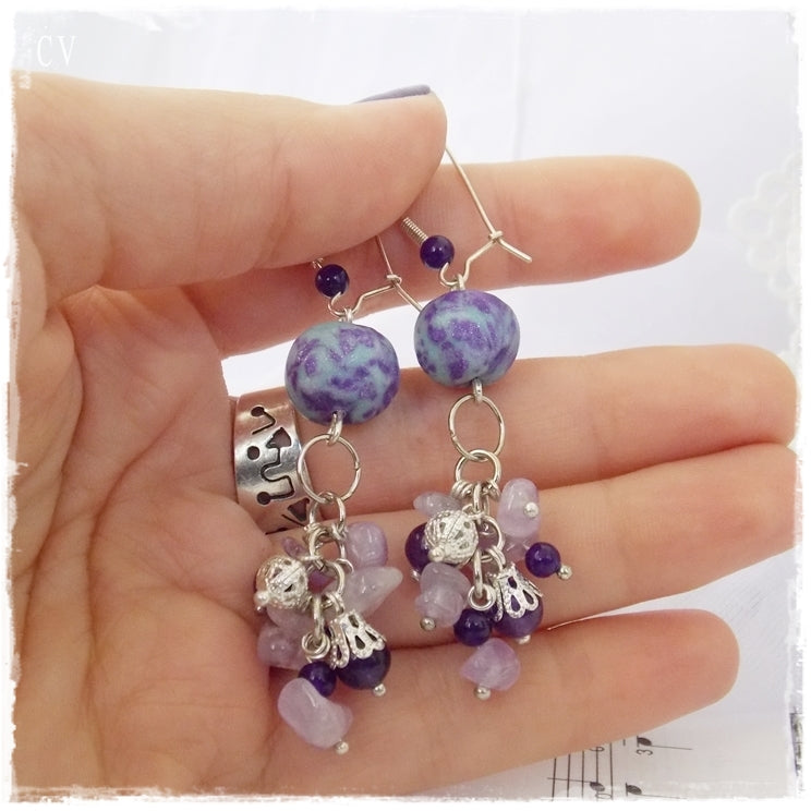 Gemstone Polymer Clay Earrings
