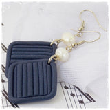 Blue Squares Nautical Earrings - Clip Ons Available 