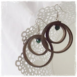 Large Brown Leather Hoop Earrings