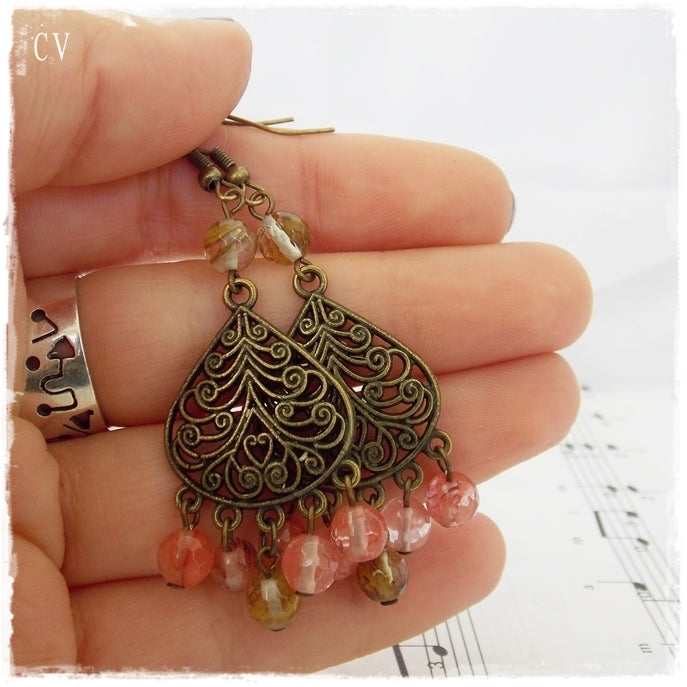 Long Gypsy Antique Brass Earrings
