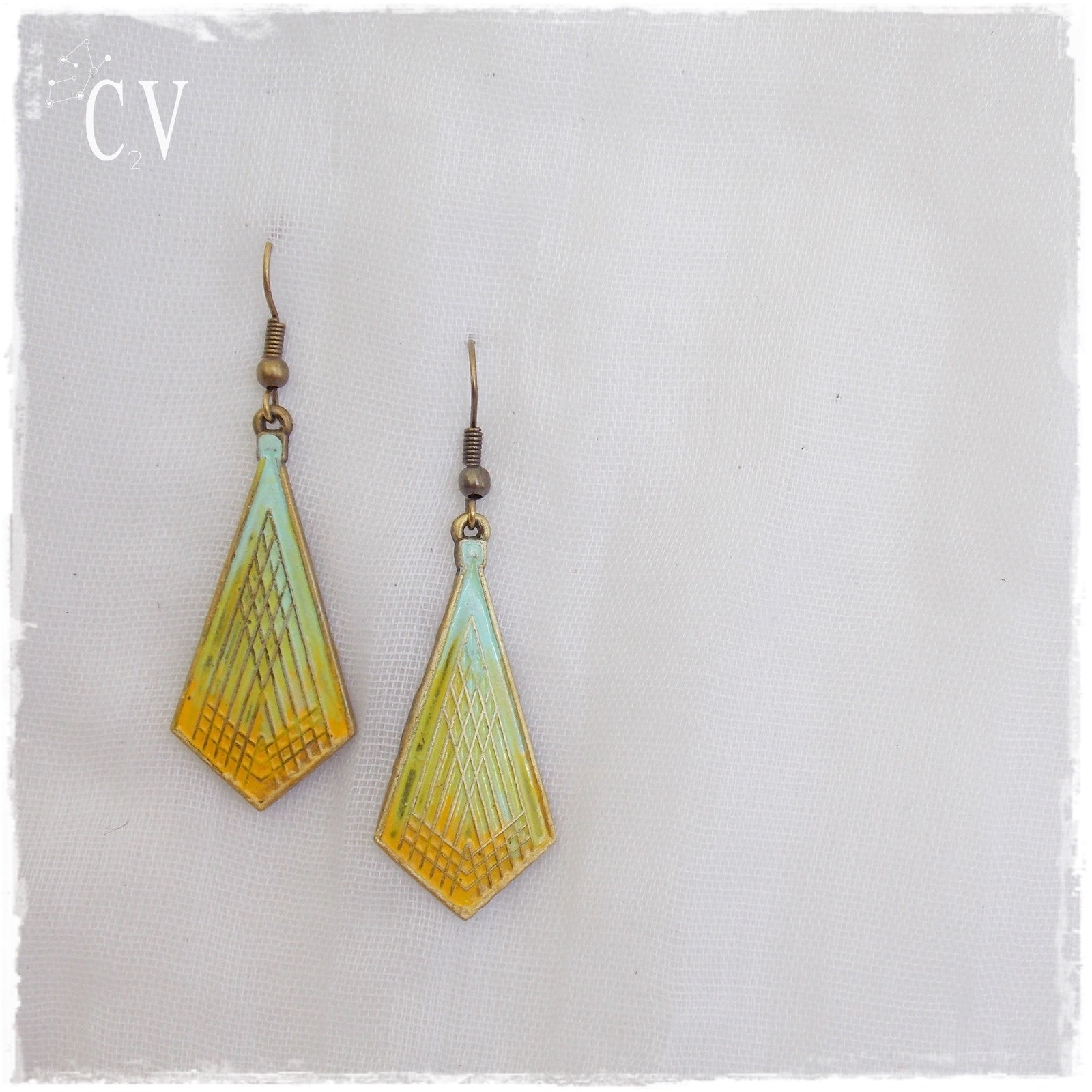 Geometric Tribal Brass Earrings
