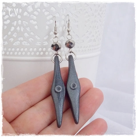 Silver Grey Polymer Clay Earrings