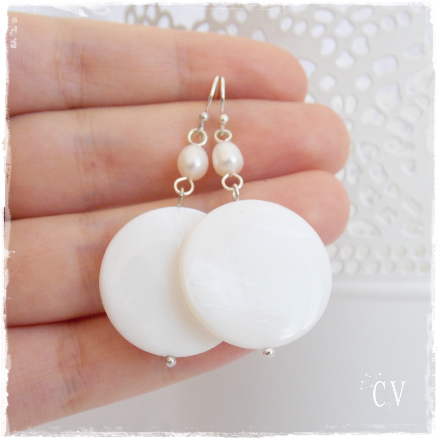 Mother Of Pearl Disc Earrings