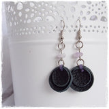 Gothic Black Leather Dangling Earrings