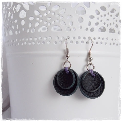 Roung Geometric Leather Earrings