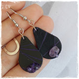 Amethyst Teardrop Gothic Earrings