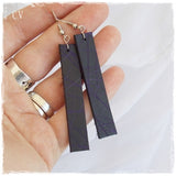 Black Leather Extra Long Earrings