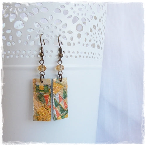 Art Decoupage Leather Earrings