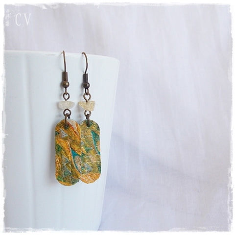 Klimt Decoupage Leather Earrings