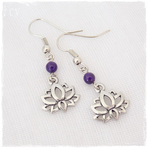 Lotus Flower Dangling Earrings