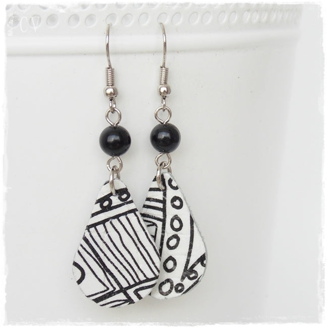 Onyx Leather Earrings