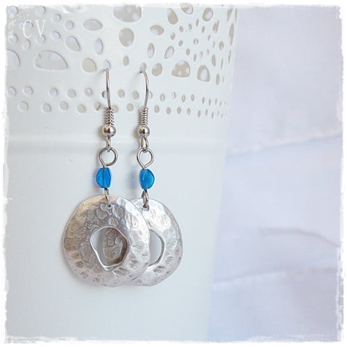 Silver Hammered Disc Earrings