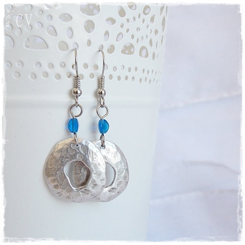 Silver Hammered Disc Earrings