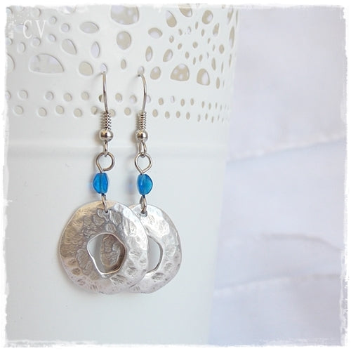 Silver Disc Earrings - Clip Ons Available