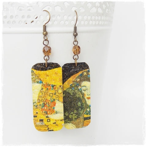 Gustav Klimt Leather Earrings
