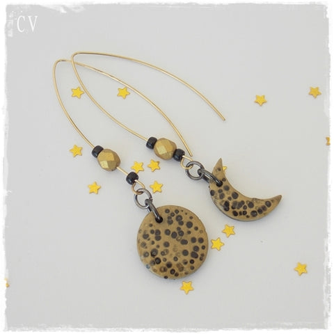 Moon Phases Polymer Clay Earrings